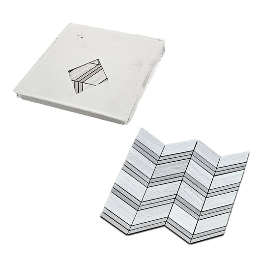 Chevron Pattern Mosaic Tiles: 12"x12" Each, 5 Tiles per Box