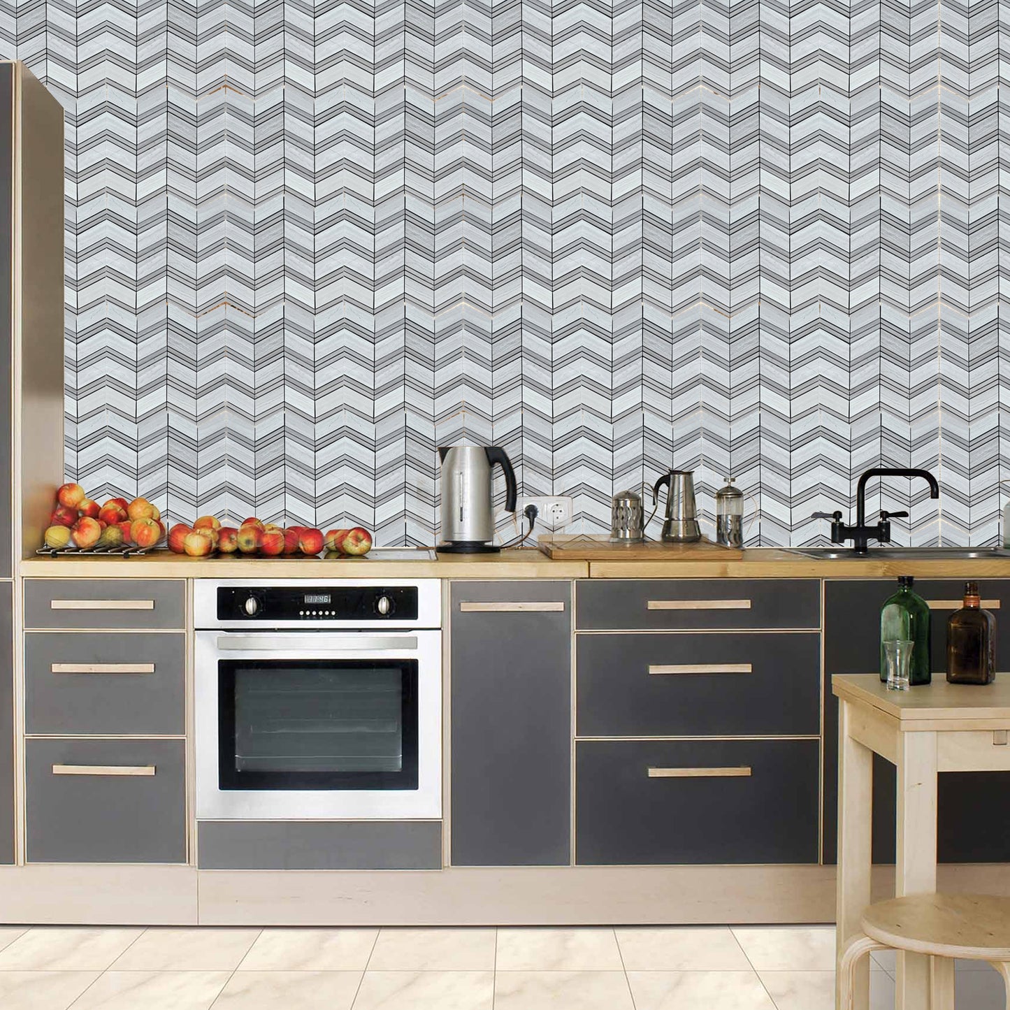 Chevron Pattern Mosaic Tiles: 12"x12" Each, 5 Tiles per Box